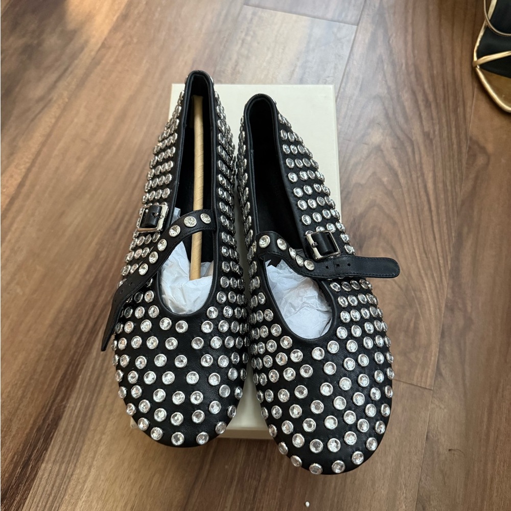 Tony Bianco Black and Silver Studded Flats